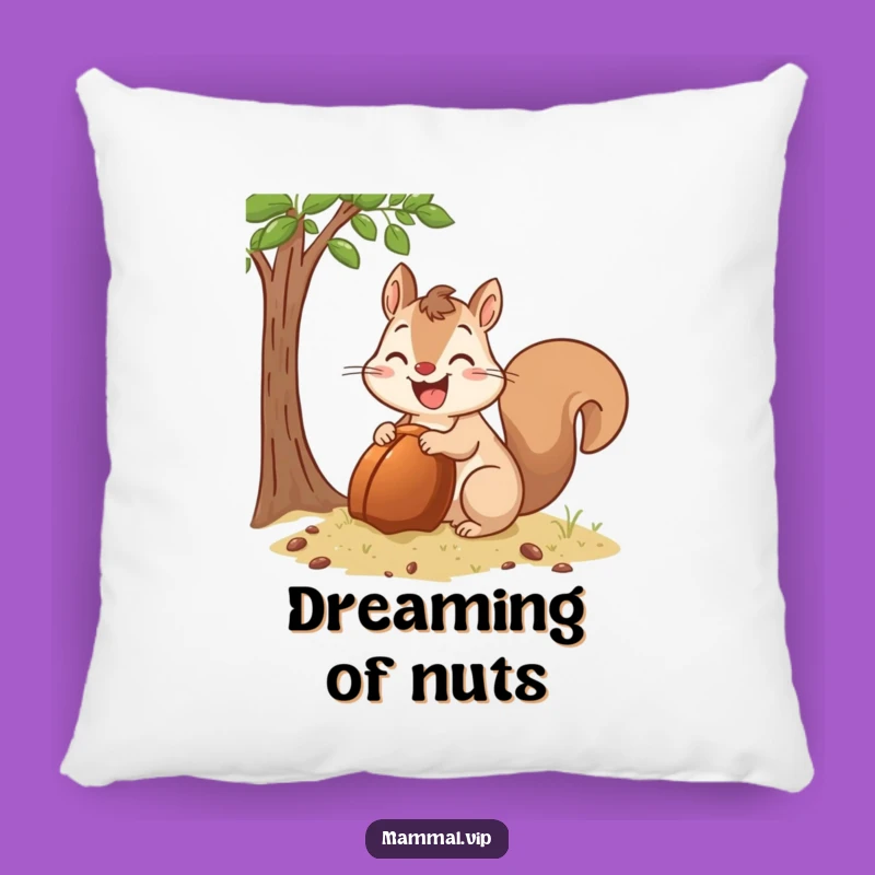 Funny Squirrel Burying Acorn Pillow: Cozy Hoarder Cushion, Adorable Funny Gift