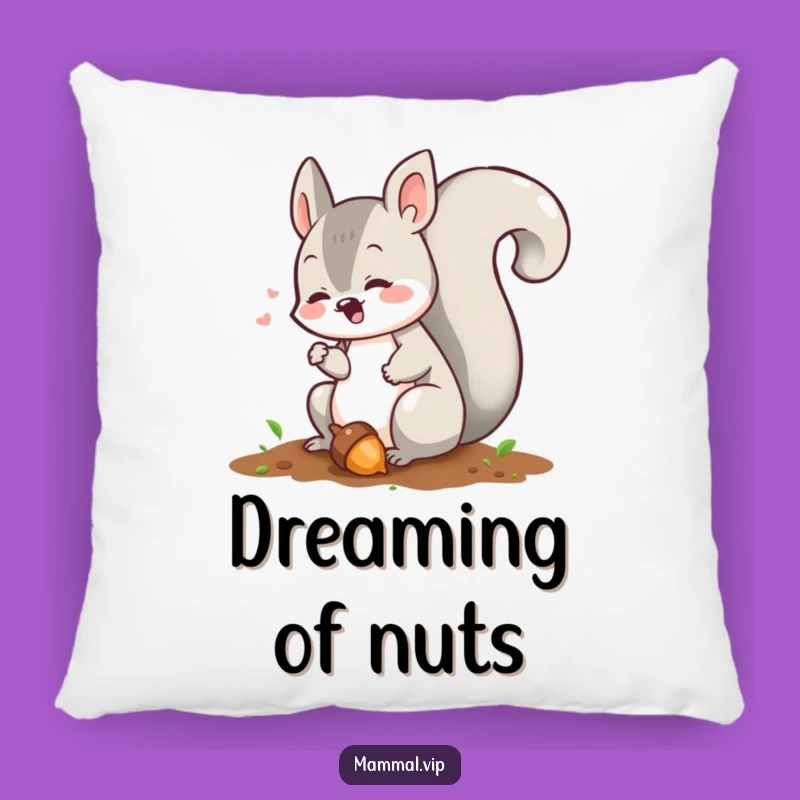 Funny Squirrel Accent Pillow: Cute Acorn Burying Character Comfy Gift for Cozy Homes