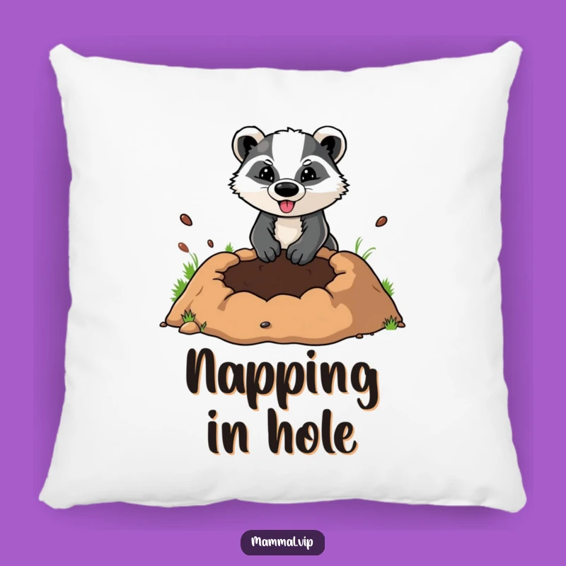Funny Badger Digging Hole Pillow: Comfy & Hilarious Animal Decor
