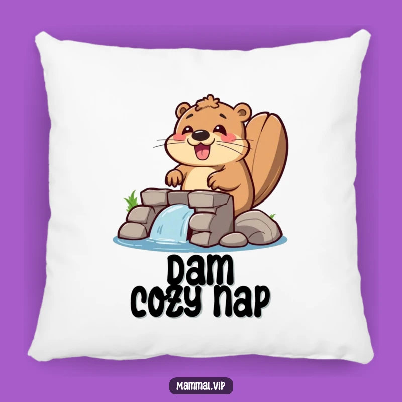 Funny Beaver Dam Pillow: Happy Comfort, Cozy Funny Gift