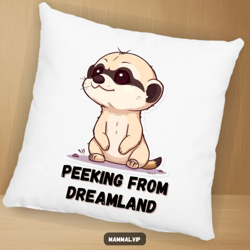 Funny Meerkat Pillow: A curious meerkat character pops its head up, looking around, offering soft comfort and a humorous touch.