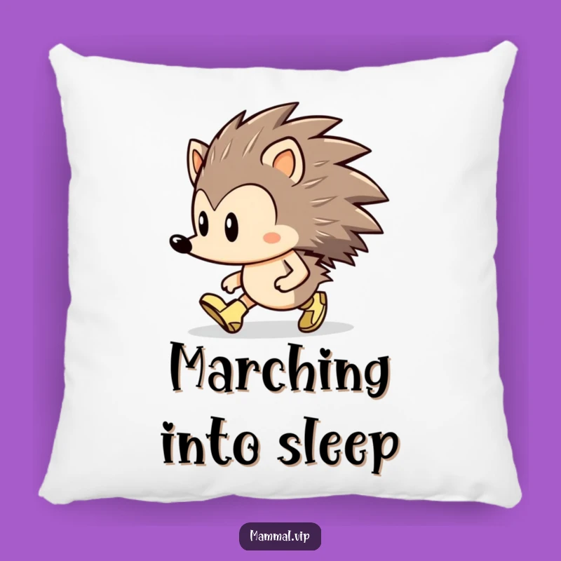 Funny Hedgehog Marching Pillow: Cozy Determined Tiny Boots Accent Gift