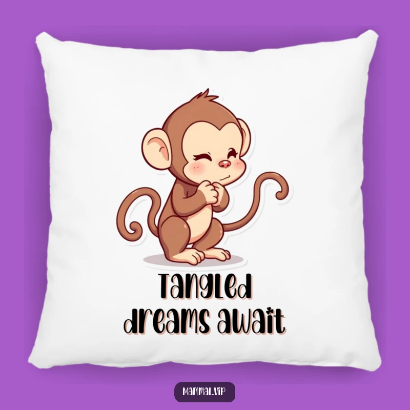 Funny Monkey Pillow: Comfy Cartoon Character Tail Tug Cushion