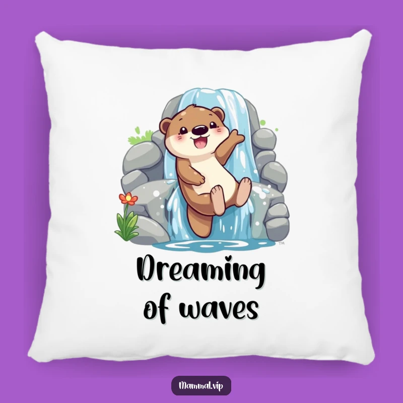 Funny Otter Waterfall Slide Pillow: Cozy Playful Comfort