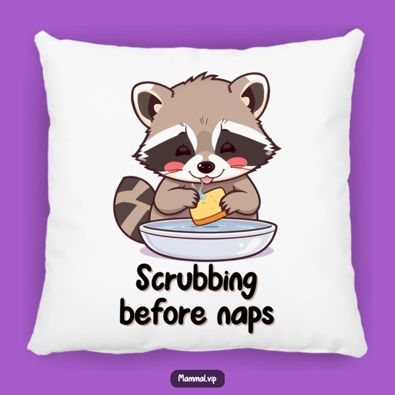 Funny Raccoon Washing Food Pillow - Cozy Comfort with Meticulous Charm