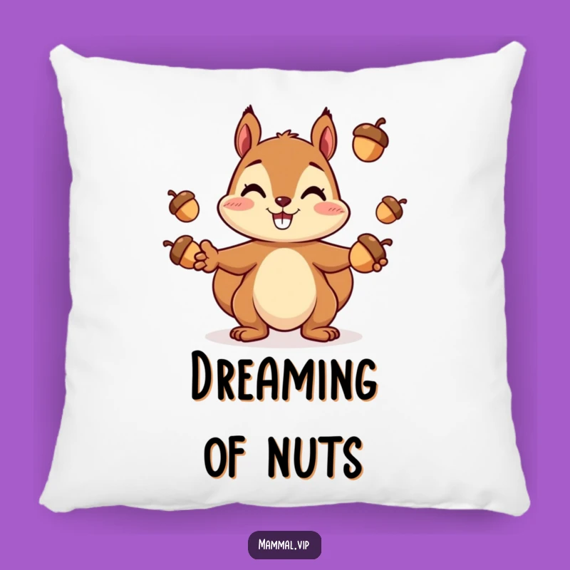 Funny Squirrel Juggling Pillow: Cozy Acorn Cheerful Accent Gift
