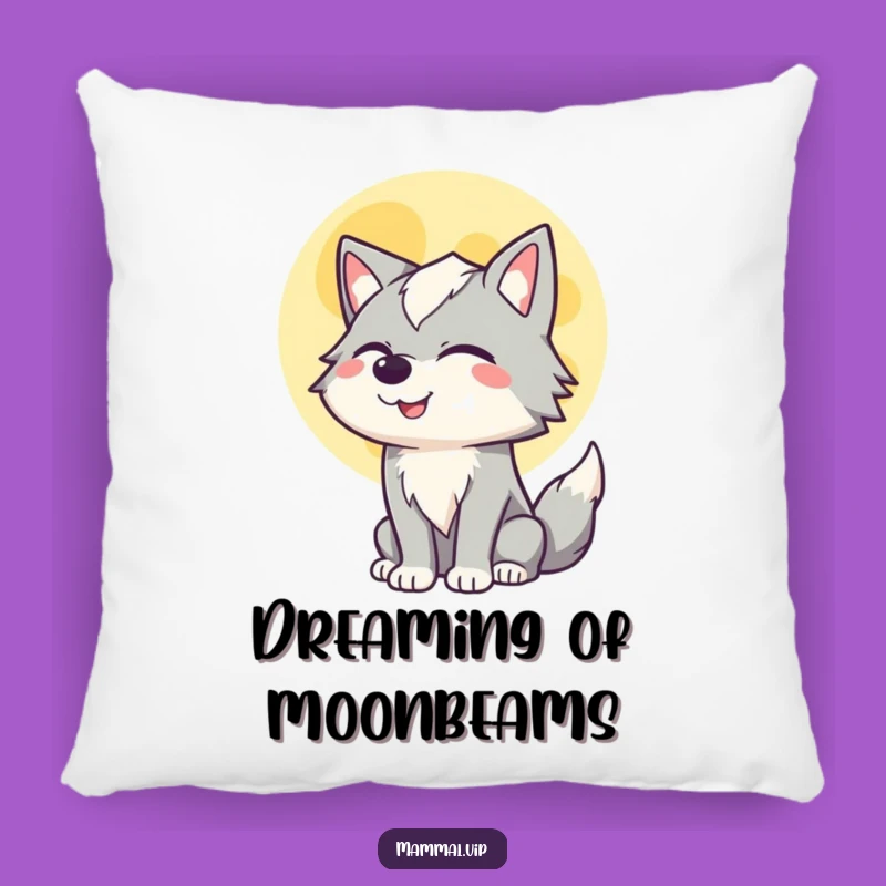 Funny Winking Wolf Pillow - Cozy Lunar Howls!