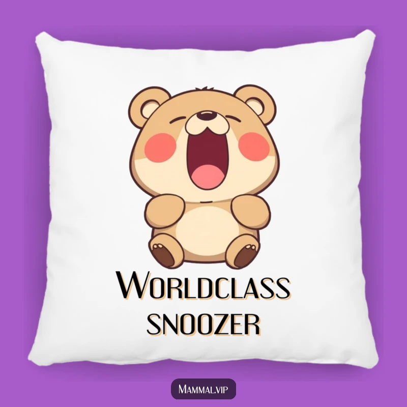 Funny Yawning Bear Pillow - Comfy Sleepy Animal Cushion Gift