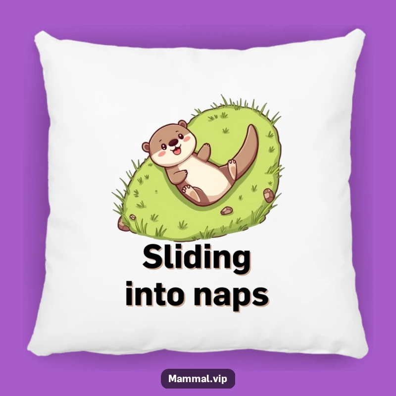 Funny Otter Sliding Pillow: Snuggle with Cheerful Character's Joyful Comfort