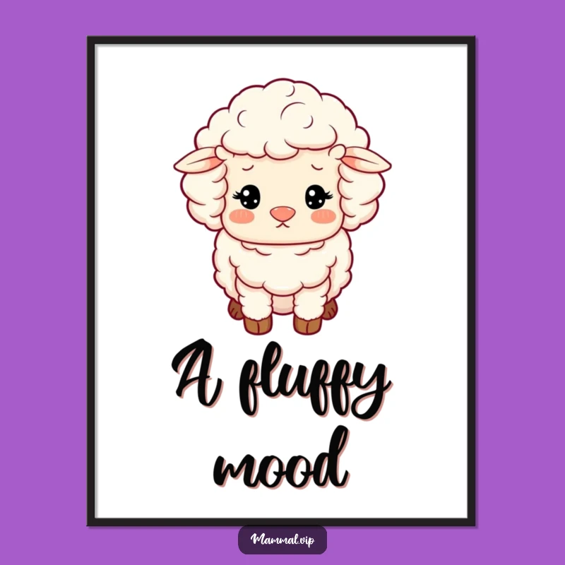 Funny Sheep Digital Art: Contented Woolly Character, Cozy Gift!