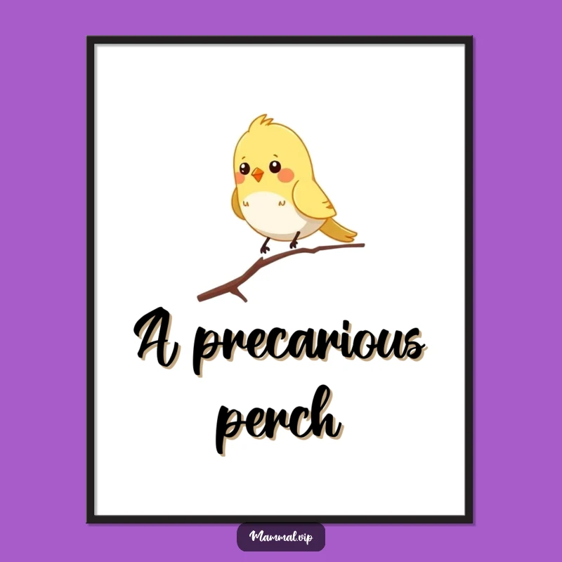 Funny Bird Branch Digital Art - Hilarious Nature Decor & Chirpy Gift