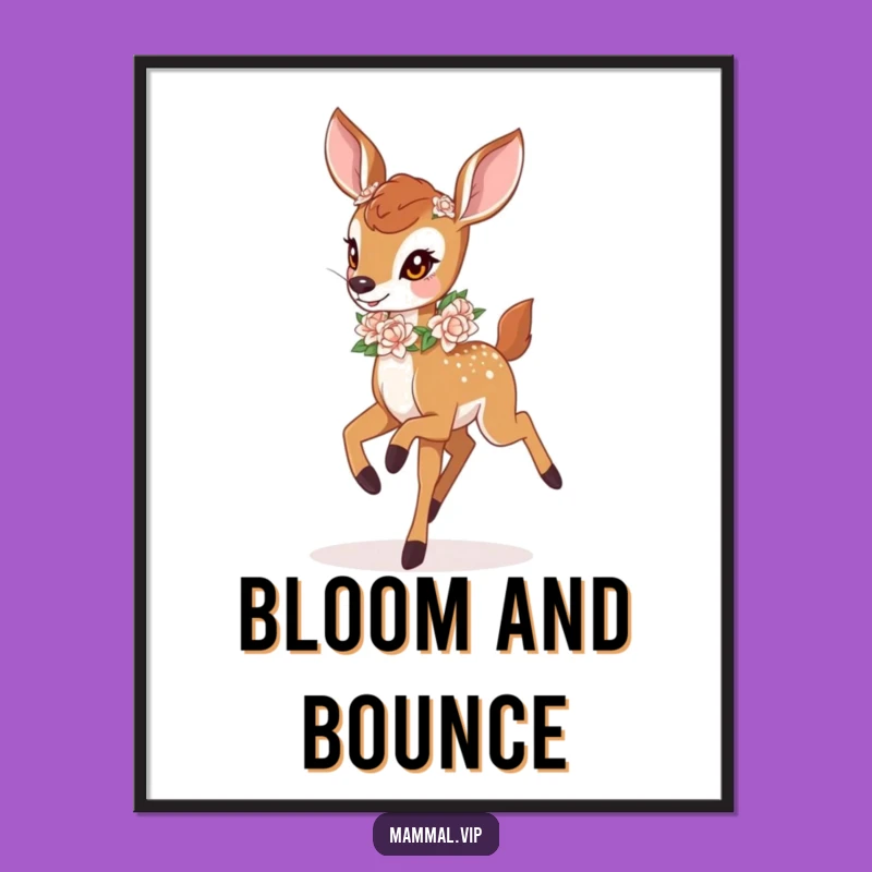 Funny Deer Fawn Prancing Digital Art - Instant Woodland Whimsy Gift
