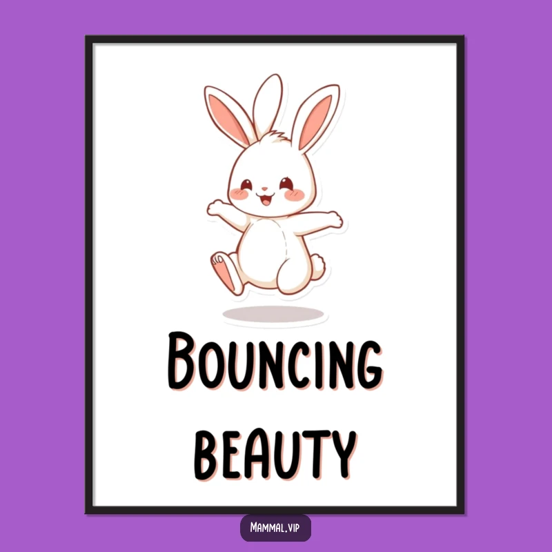 Funny Bouncing Rabbit Digital Print: Cheerful Bunny Artwork, Instant Funny Gift Download