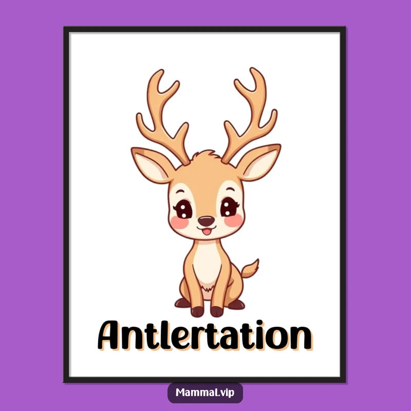 Funny Deer Digital Art: Proud Antlered Character, Woodland Gift!