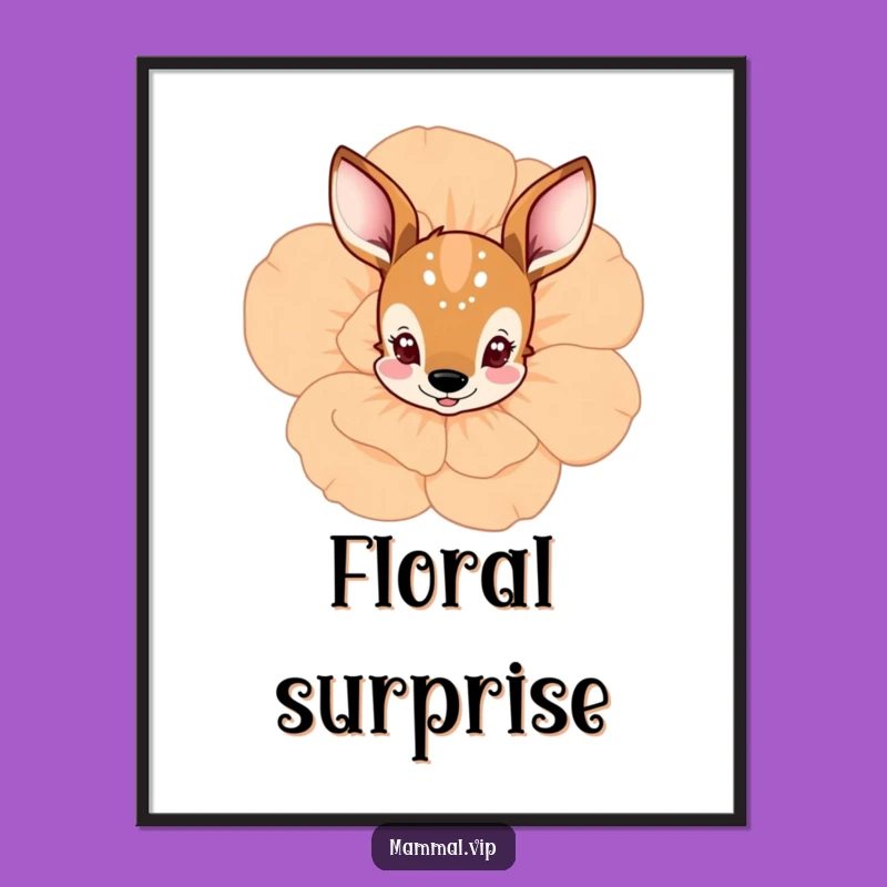 Funny Deer Flower Peek Digital Print: Instant Nature Art
