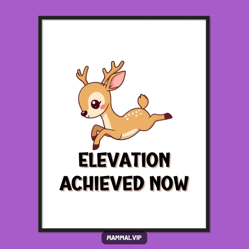 Funny Deer Leaping Digital Art Print: Instant Grace for Your Walls