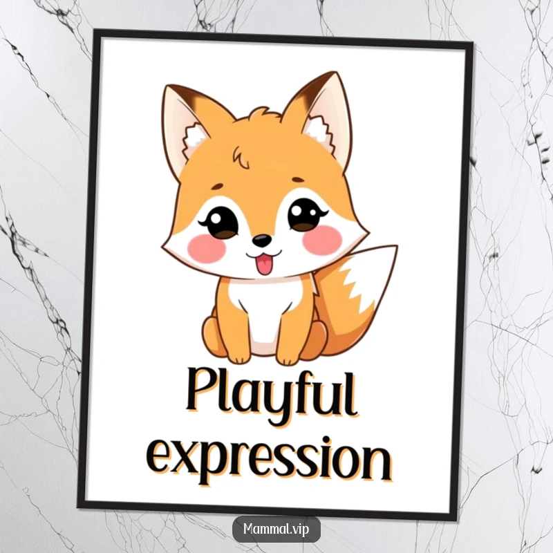 Funny fox illustration with tongue sticking out, a humorous and playful digital print.