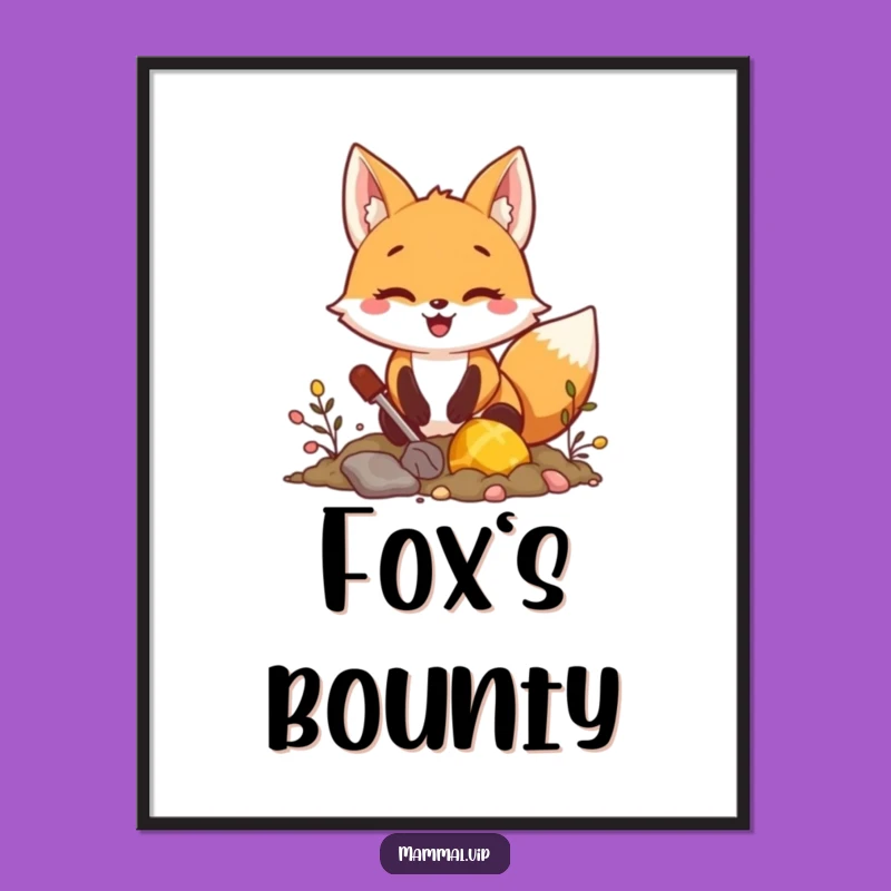 Funny Fox Treasure Dig Digital Print: Instant Adventure Art