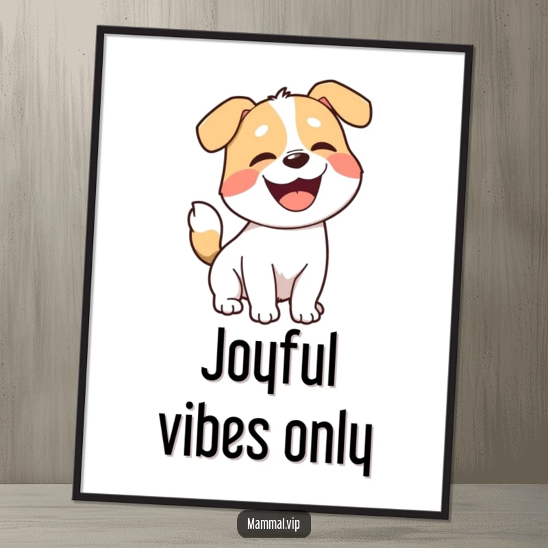 Funny dog digital art, a joyful cartoon dog with a wagging tail, captured mid-bark with infectious happiness.