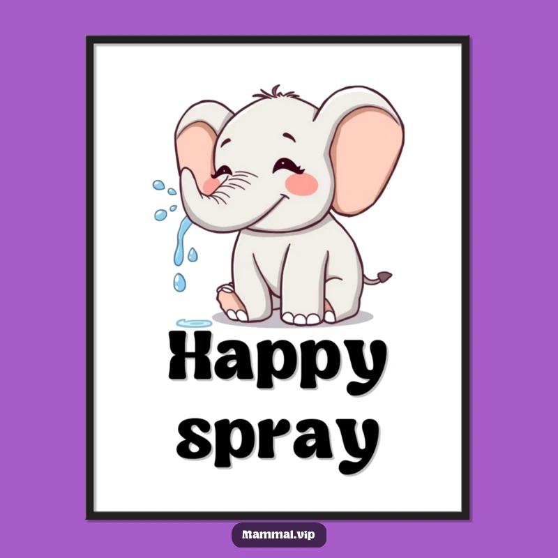 Funny Joyful Elephant Digital Art Print: Playful Spray Humor, Perfect Splashy Wall Decor Gift