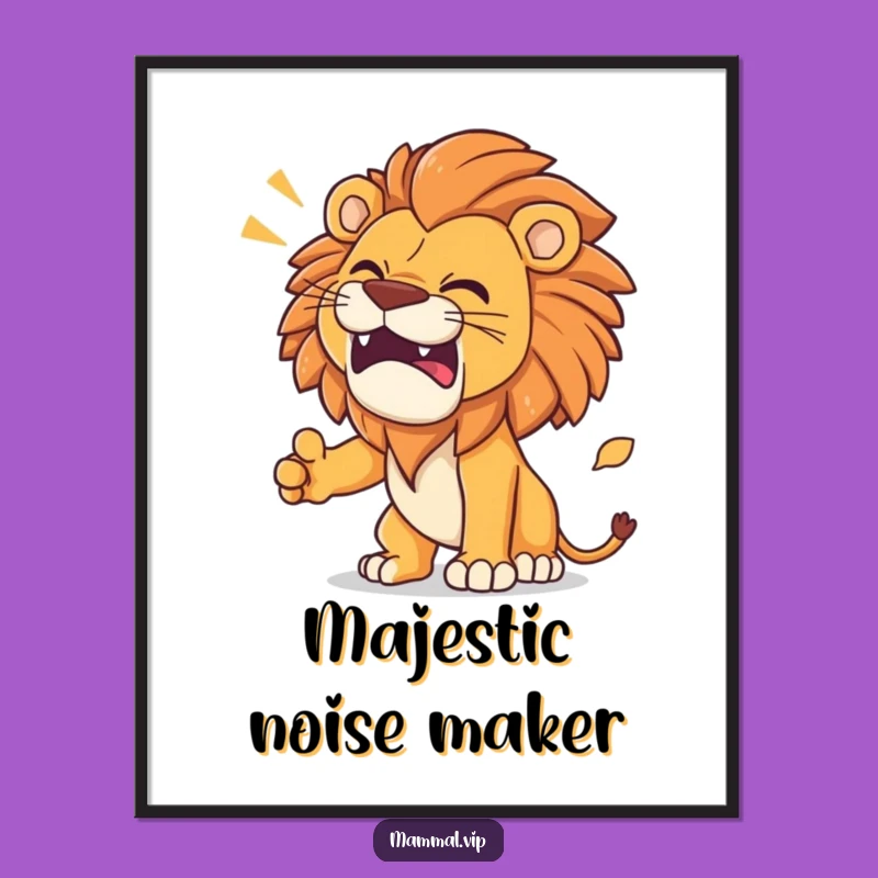 Funny Lion Roar Digital Art: Fierce Print, Instant Hilarious Decor Gift