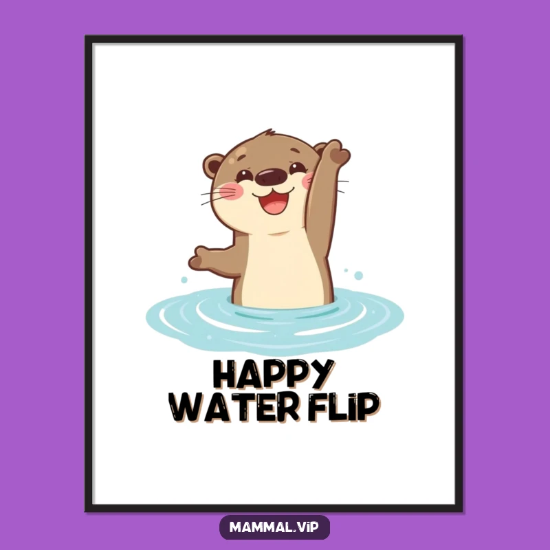 Funny Otter Flip Digital Art: Joyful Aquatic Animal Print Gift