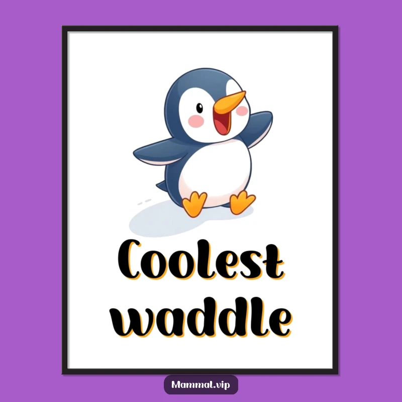 Funny Penguin Slope Digital Art - Instant Winter Cheer Gift!