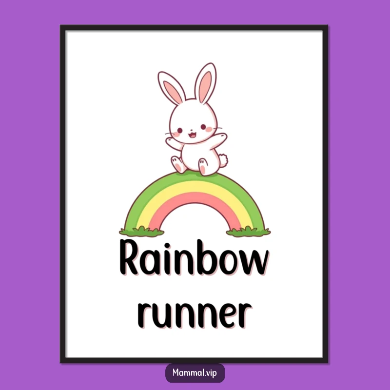 Funny Rabbit Rainbow Hop Digital Print: Instant Cheerful Art