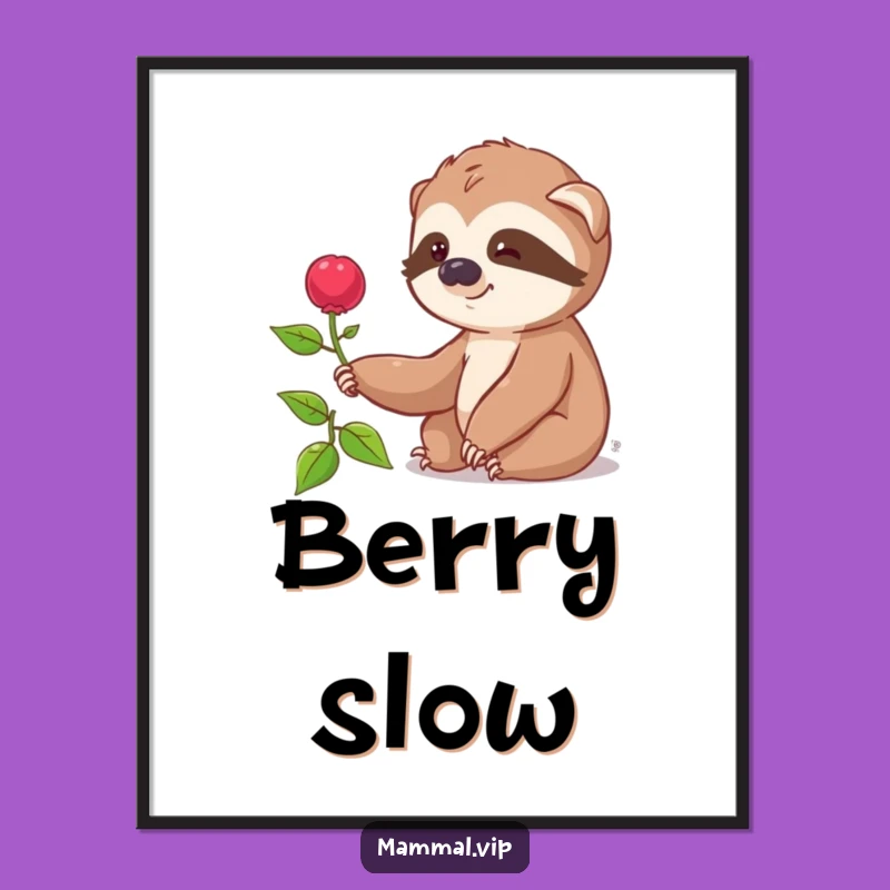 Funny Sloth Berry Reach Digital Art - Instant Calm & Humor