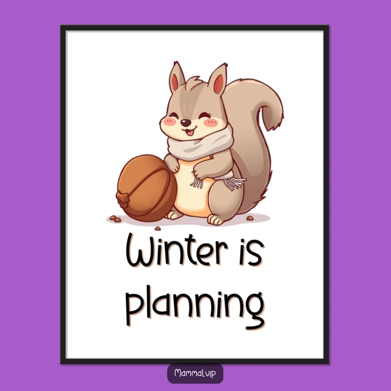 Funny Squirrel Scarf Digital Art: Instant Winter Charm for Your Walls