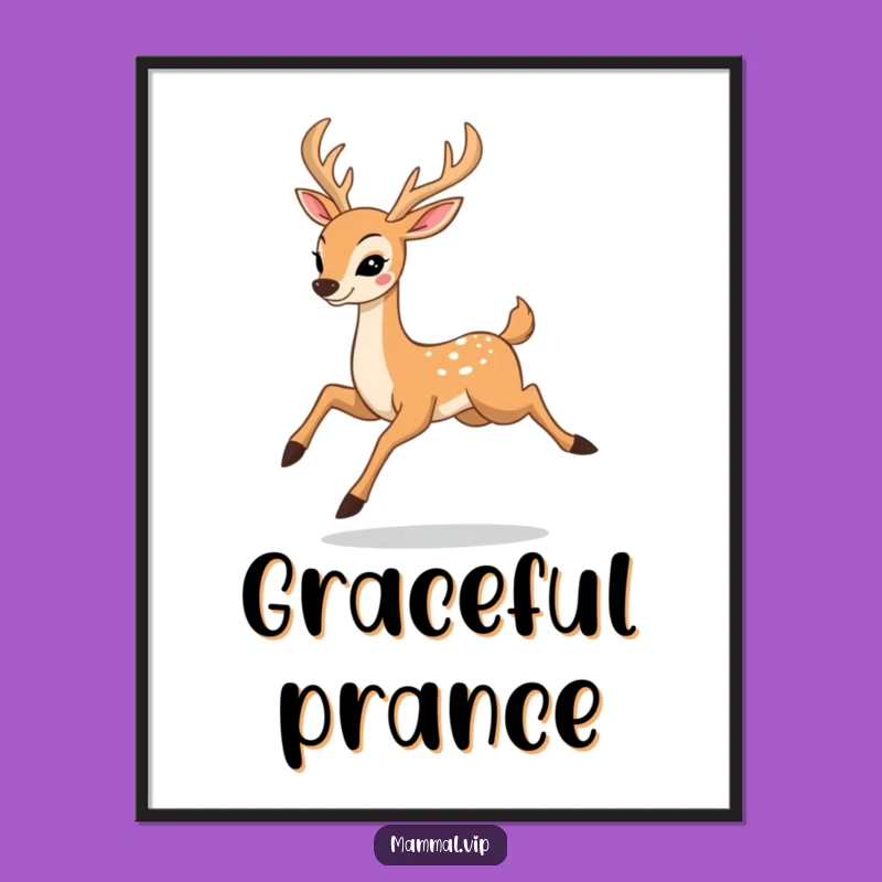 Funny Deer Prancing Digital Art: Hilarious Happy Elegant Animal Print