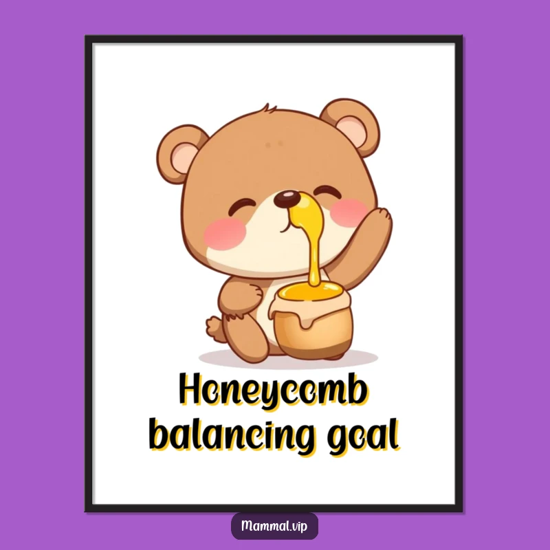 Funny Bear Honey Pot Digital Print: Giggling Yogi Artwork, Instant Funny Gift Download