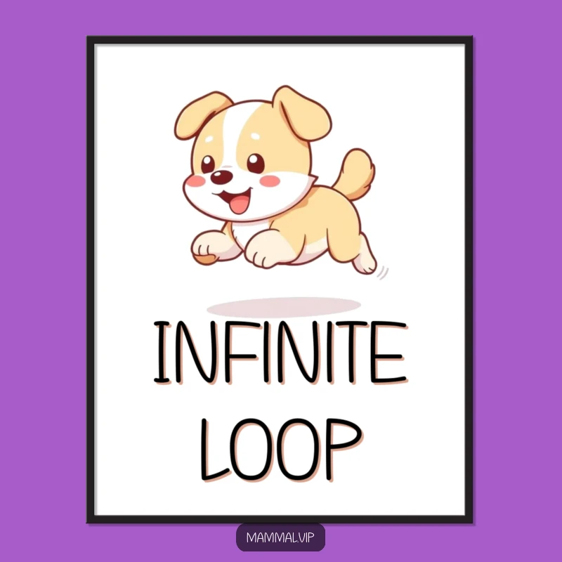 Funny Dog Chasing Tail Digital Art Print - Hilarious Dog Spinning Downloadable Art