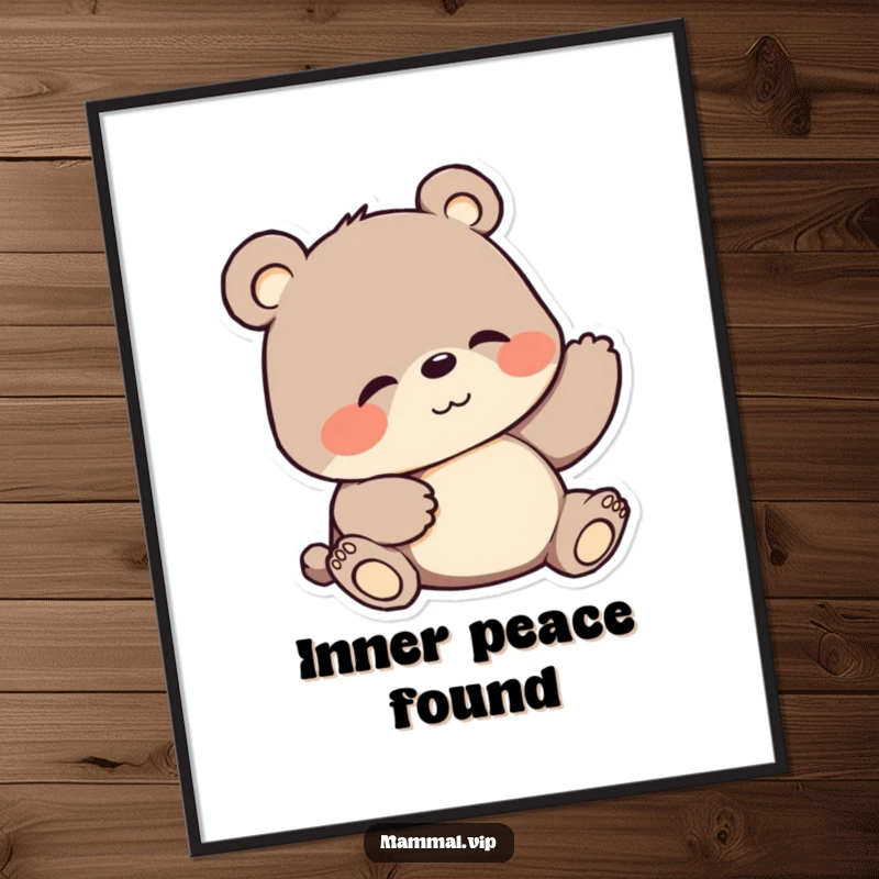Funny digital art of a cartoon bear joyfully scratching its belly, a humorous and heartwarming piece.