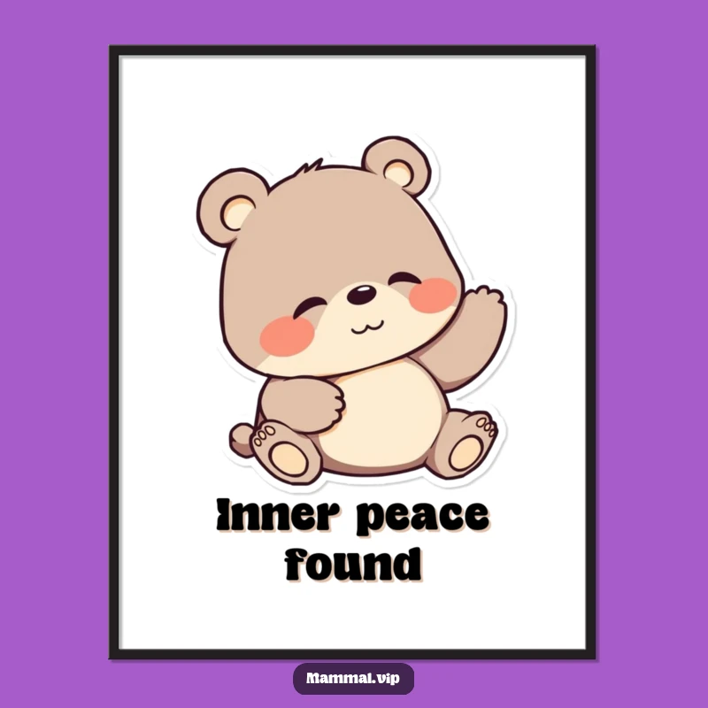 Funny Bear Digital Art: Playful Cartoon Character Belly Scratch Print