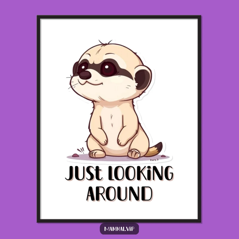 Funny Curious Meerkat Digital Art - Alert Decor for Instant Observation