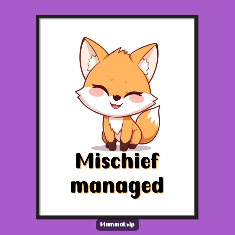 Funny Fox Sneaking Digital Print: Mischievous Grin Artwork, Instant Funny Gift Download