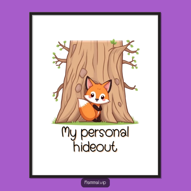 Funny Fox Kit Digital Art: Peeking Character, Instant Funny Gift Download