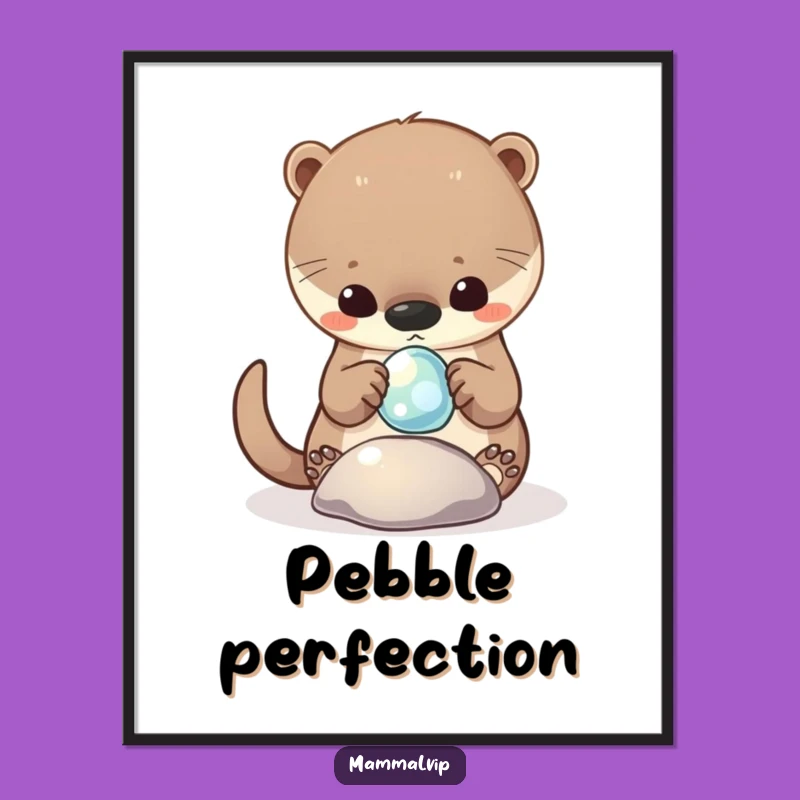 Funny Otter Pebble Digital Print: Curious Critter Artwork, Instant Funny Gift Download