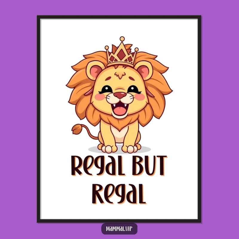 Funny Lion Tiara Digital Art - Hilarious Regal Decor & Gift