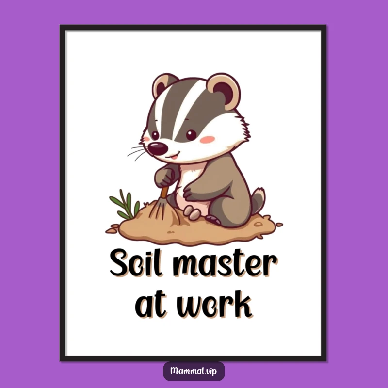 Funny Energetic Badger Print: Digging Character Art, Instant Enthusiastic Gift