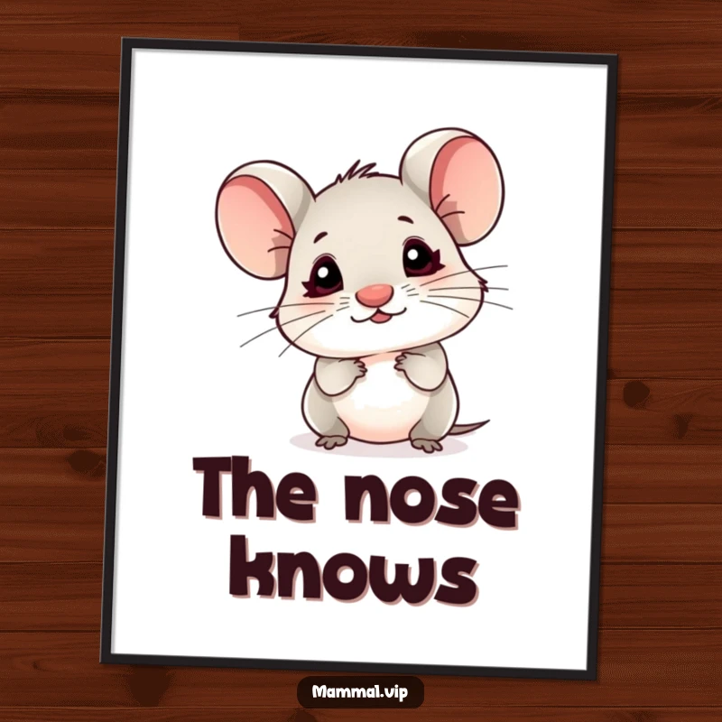 Funny Mouse Digital Art Print: A small mouse character with a tiny nose sniffing the air, cute and inquisitive.