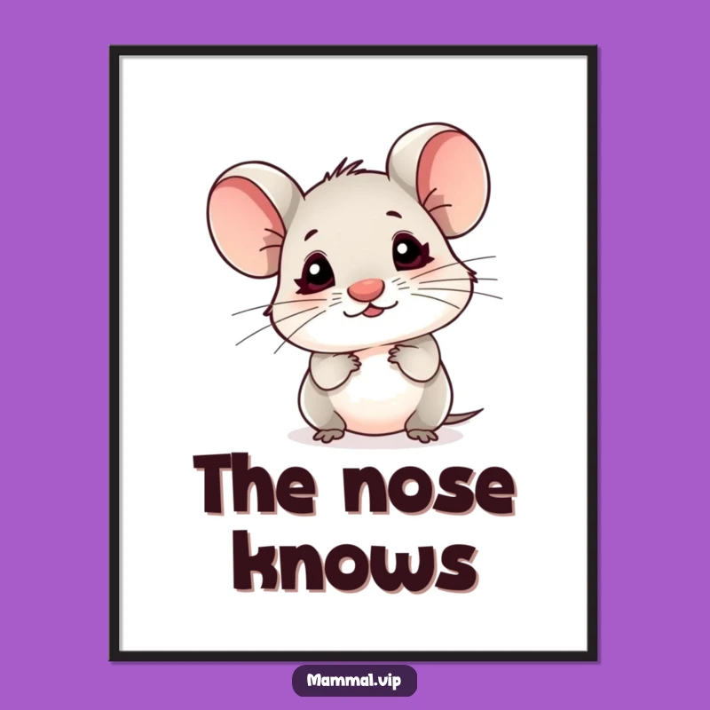Funny Mouse Digital Art: Tiny Nose Sniffing Air, Cute Gift!