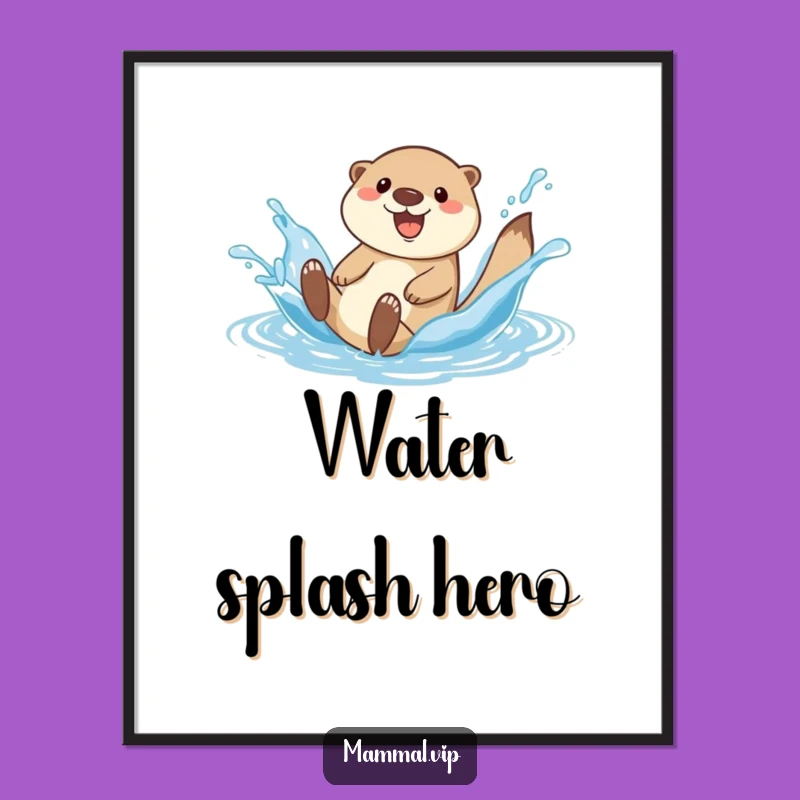 Funny Otter Splash Digital Art: Instant Wildlife Whimsy for Your Walls