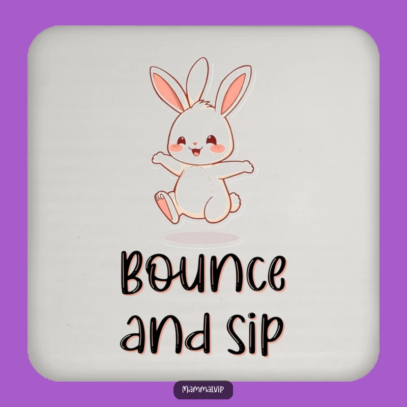 Funny Bouncing Rabbit Coaster Set: Cheerful Bunny Drink Protector, Cool Funny Gift