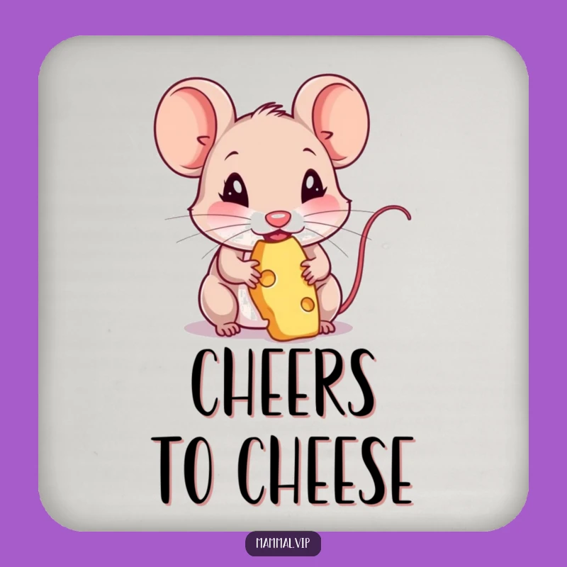 Funny Mouse Nibbling Cheese Coaster - Cute Rodent Drink Protector Gift