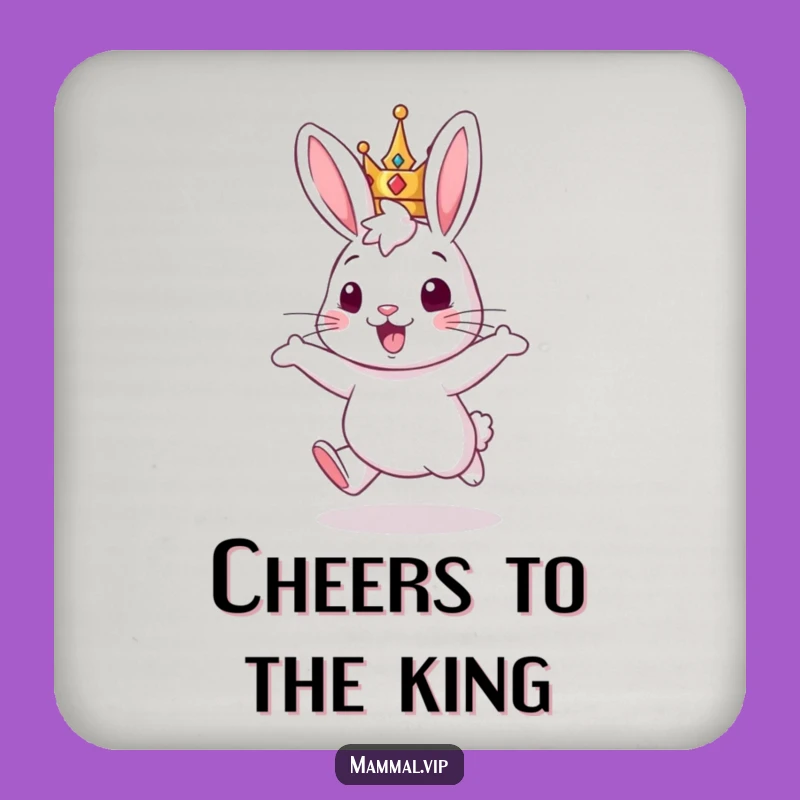 Funny Rabbit King Coasters: Protect Surfaces with Royal Hopping Charm