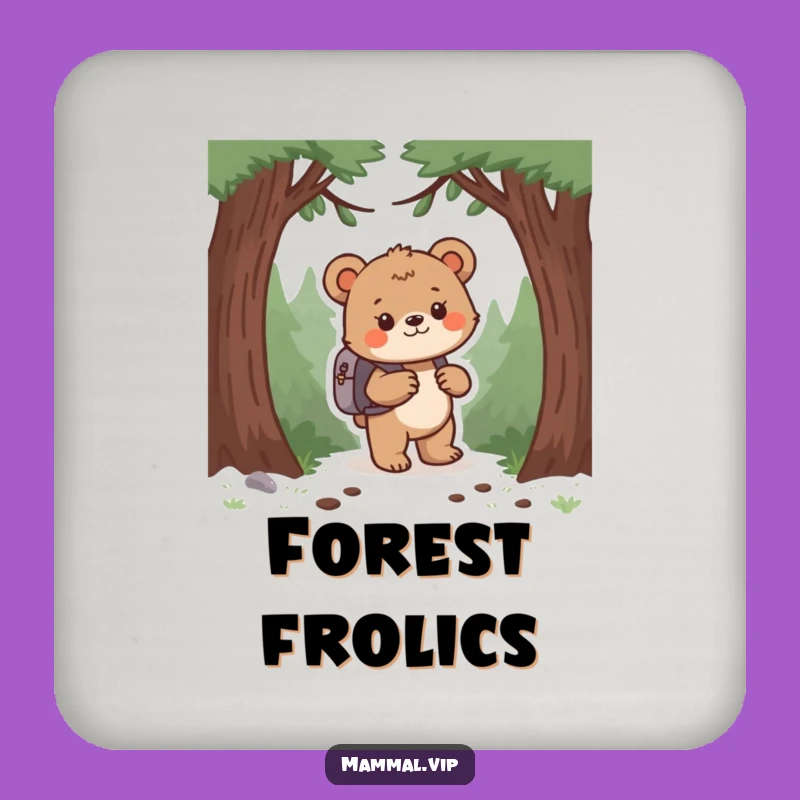 Funny Bear Cub Forest Coaster - Protect Surfaces with Adventure Gift