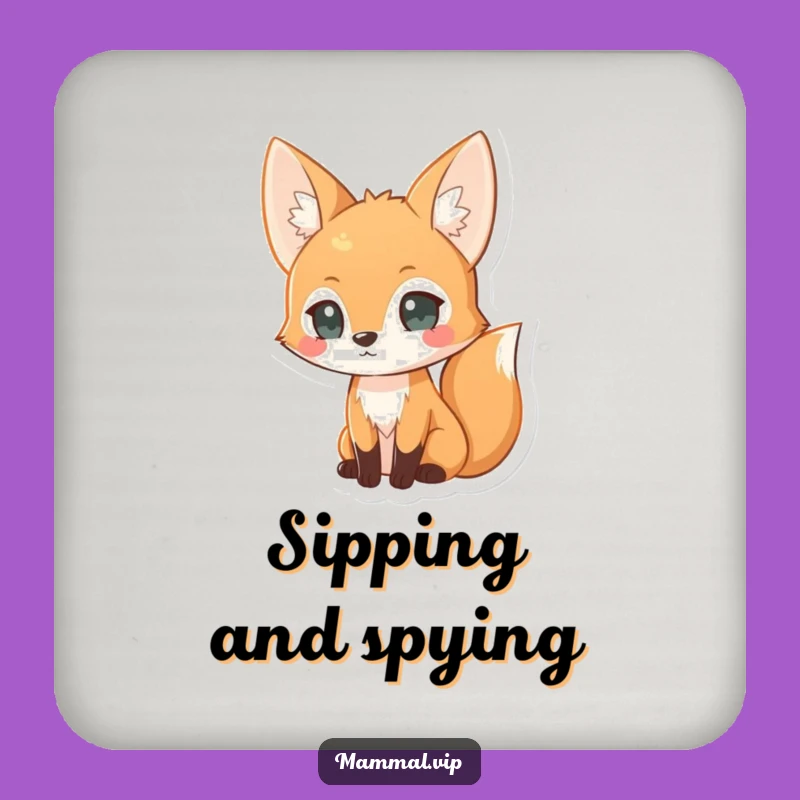 Funny Curious Fox Drink Coaster - Clever Animal Protect Surface Gift