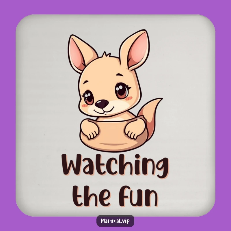 Funny Curious Kangaroo Drink Coaster: Pouch Peek Protection, Hilarious Host Gift